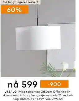 Skeidar Mira taklampe, NOK 599 tilbud