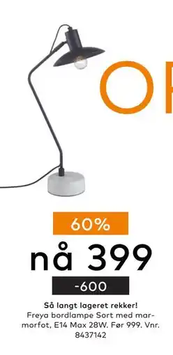Skeidar Freya bordlampe, NOK 399 tilbud