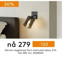 Skeidar Darwin vegglampe, NOK 279 tilbud