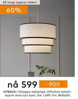 Skeidar Glasgow taklampe, NOK 599 tilbud