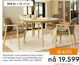 Skeidar Woodcraft rundt spisebord, NOK 27999, Medlemspris tilbud