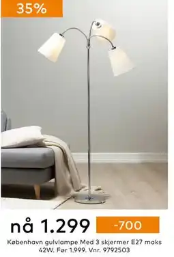 Skeidar København gulvlampe, NOK 1299 tilbud