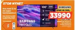 POWER SAMSUNG 100 4K Smart-TV, NOK 33990 tilbud
