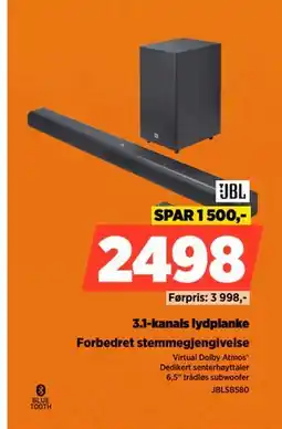 POWER 3.1-kanals lydplanke, NOK 2498 tilbud