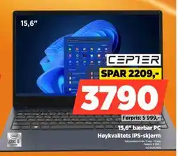 POWER 15,6 bærbar PC, NOK 3790 tilbud
