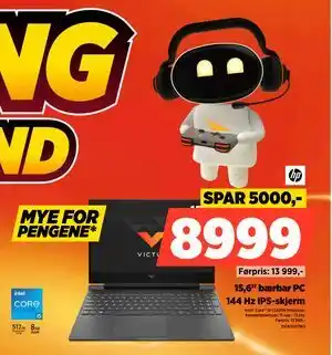 POWER 15,6 bærbar PC, NOK 8999 tilbud