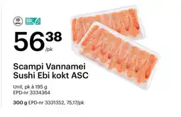 Storcash Scampi Vannamei Sushi Ebi kokt ASC tilbud