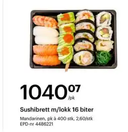 Storcash Sushibrett m/lokk 16 biter tilbud