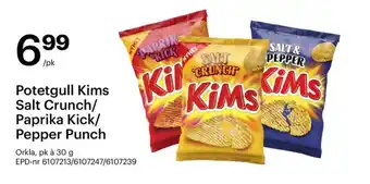 Storcash Potetgull Kims Salt Crunch/ Paprika Kick/ Pepper Punch tilbud