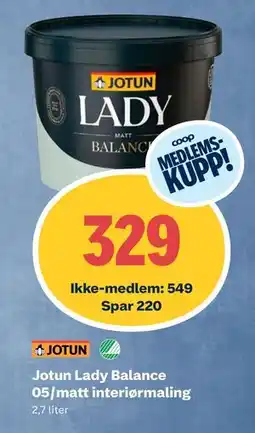 Obs Bygg Jotun Lady Balance 05/matt interiørmaling, NOK 549, Medlemspris tilbud