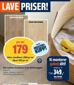 Obs Bygg BerryAlloc Connect 8 XL laminatgulv, NOK 299, Medlemspris tilbud