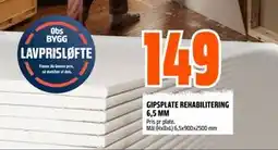 Obs Bygg GIPSPLATE REHABILITERING 6,5 MM, NOK 149 tilbud