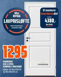 Obs Bygg HARMONIE ASK 3-SPEIL KOMPAKT INNERDØR, NOK 1295 tilbud