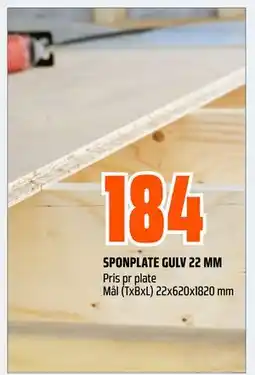 Obs Bygg SPONPLATE GULV 22 MM, NOK 184 tilbud