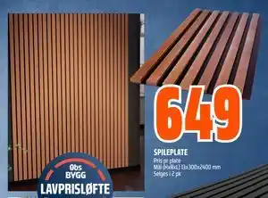 Obs Bygg SPILEPLATE, NOK 649 tilbud