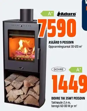 Obs Bygg ASGÅRD 9 PEISOVN, NOK 7590 tilbud