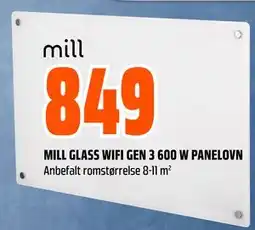 Obs Bygg MILL GLASS WIFI GEN 3 600 W PANELOVN, NOK 849 tilbud