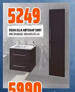 Obs Bygg DUXA ELLA HØYSKAP SORT, NOK 5249 tilbud