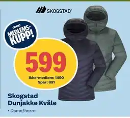 Obs Bygg Skogstad Dunjakke Kvåle, NOK 1490, Medlemspris tilbud