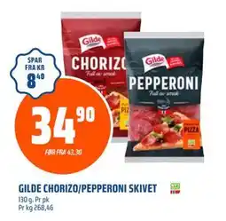 Obs Bygg GILDE CHORIZO/PEPPERONI SKIVET, NOK 34.9 tilbud