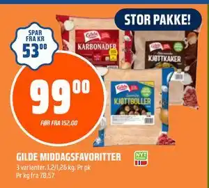 Obs Bygg GILDE MIDDAGSFAVORITTER, NOK 99 tilbud