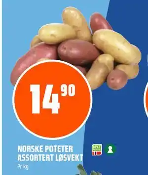 Obs Bygg NORSKE POTETER ASSORTERT LØSVEKT, NOK 14.9 tilbud