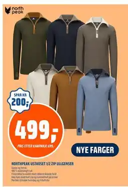 Obs Bygg NORTHPEAK USTAOSET 1/2 ZIP ULLGENSER, NOK 499 tilbud
