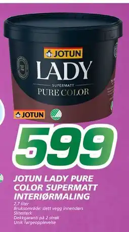 Coop Byggmix JOTUN LADY PURE COLOR SUPERMATT INTERIØRMALING, NOK 599 tilbud