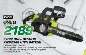 Coop Byggmix RYOBI ONE+ OCS1830 KJEDESAG UTEN BATTERI, NOK 2189 tilbud
