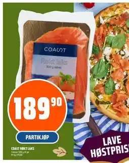 Coop Obs COAST RØKT LAKS, NOK 189.9 tilbud