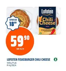 Coop Obs LOFOTEN FISKEBURGER CHILI CHEESE, NOK 59.9 tilbud