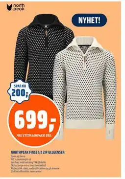 Coop Obs NORTHPEAK FINSE 1/2 ZIP ULLGENSER, NOK 699 tilbud