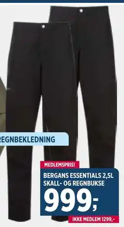 Sport 1 BERGANS ESSENTIALS 2,5L SKALL- OG REGNBUKSE, NOK 1299, Medlemspris tilbud