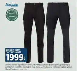 Sport 1 BERGANS RABOT SOFTSHELLBUKSE, NOK 1999 tilbud