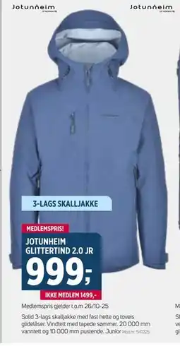 Sport 1 JOTUNHEIM GLITTERTIND 2.0 JR, NOK 1499, Medlemspris tilbud