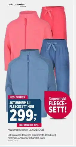 Sport 1 JOTUNHEIM LII FLEECESETT MINI, NOK 399, Medlemspris tilbud