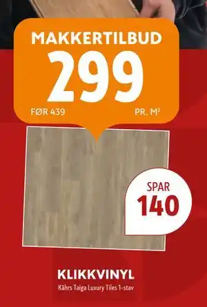 Byggmakker KLIKKVINYL, NOK 299 tilbud