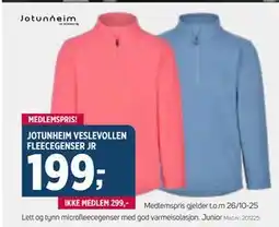 Sport 1 JOTUNHEIM VESLEVOLLEN FLEECEGENSER JR, NOK 299, Medlemspris tilbud