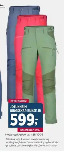 Sport 1 JOTUNHEIM RINGSSKAR BUKSE JR, NOK 799, Medlemspris tilbud