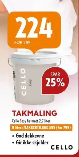 Byggmakker TAKMALING, NOK 224 tilbud
