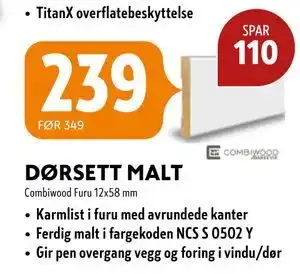 Byggmakker DØRSETT MALT, NOK 239 tilbud