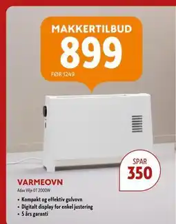 Byggmakker VARMEOVN, NOK 899 tilbud