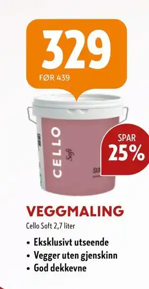 Byggmakker VEGGMALING, NOK 329 tilbud