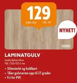 Byggmakker LAMINATGULV, NOK 129 tilbud