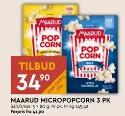 Coop Mega MAARUD MICROPOPCORN 3 PK, NOK 34.9 tilbud