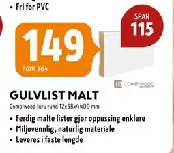 Byggmakker GULVLIST MALT, NOK 149 tilbud