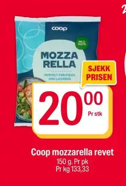 Coop Extra Coop mozzarella revet, NOK 20 tilbud