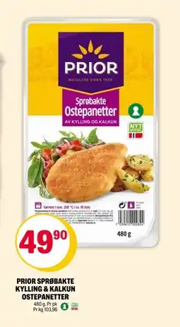Coop Extra PRIOR SPRØBAKTE KYLLING & KALKUN OSTEPANETTER, NOK 49.9 tilbud