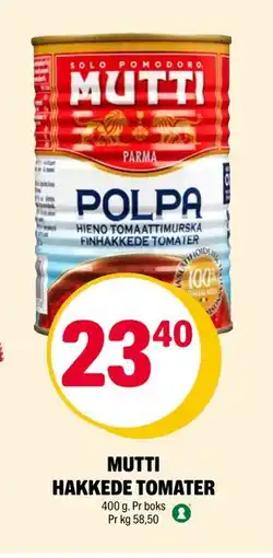 Coop Extra MUTTI HAKKEDE TOMATER, NOK 23.4 tilbud