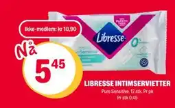 Coop Extra LIBRESSE INTIMSERVIETTER, NOK 10.9, Medlemspris tilbud